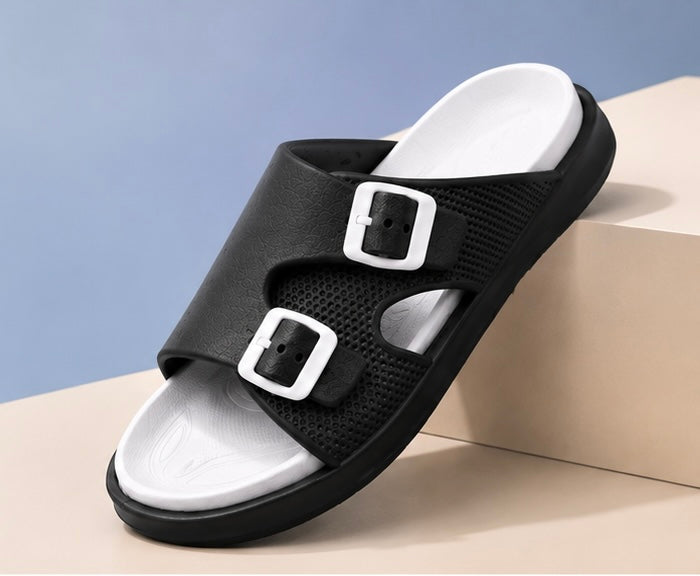Voolio Men’s Black & White Adjustable Comfort Sandals