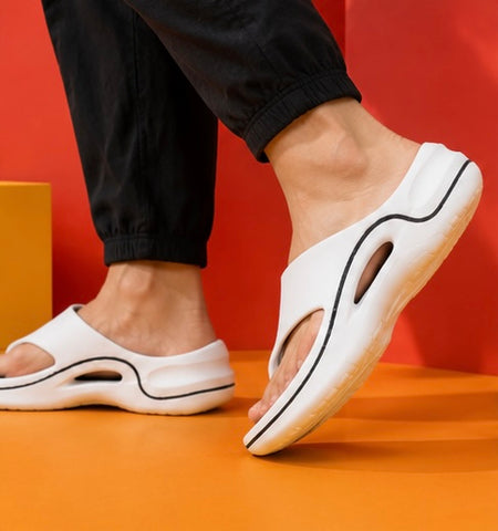 Voolio CloudFlex white Comfort Slides | Lightweight Cushioned Everyday Slippers