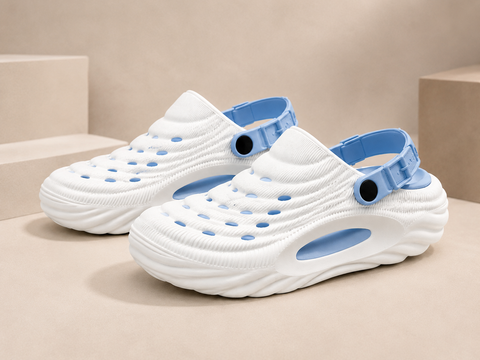 VOOLIO AeroCloud Ultra Comfort EVA Clogs – White Sky Blue