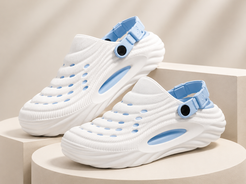 VOOLIO AeroCloud Ultra Comfort EVA Clogs – White Sky Blue