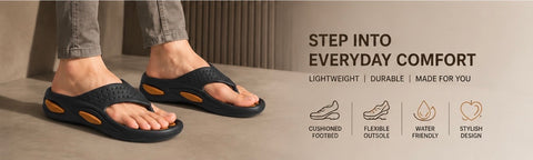 Voolio Men’s Black & Tan Comfort Flip Flops