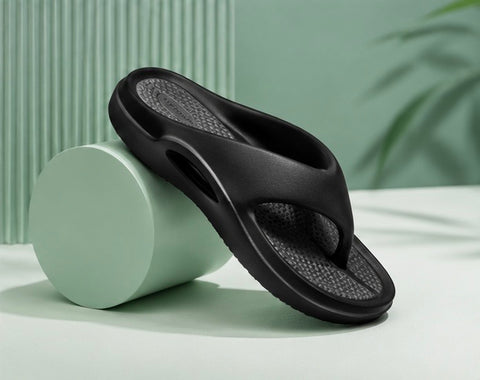 Voolio CloudFlex Comfort Slides | Lightweight Cushioned Everyday Slippers Black&Grey