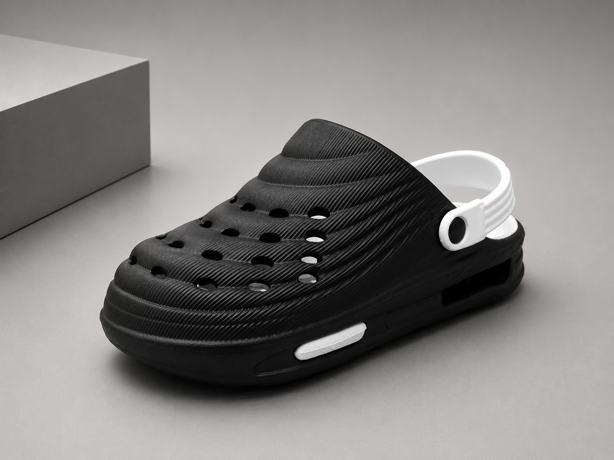 VOOLIO AirStride DualTone EVA Clogs – Black & White