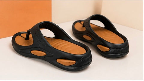 Voolio Men’s Black & Tan Comfort Flip Flops