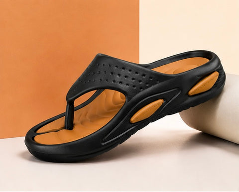 Voolio Men’s Black & Tan Comfort Flip Flops