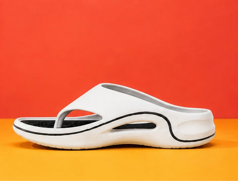 Voolio CloudFlex white Comfort Slides | Lightweight Cushioned Everyday Slippers