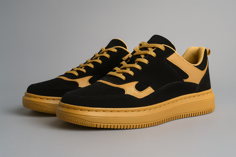 Voolio Royale Noir – Black & Gold Luxe Sneaker