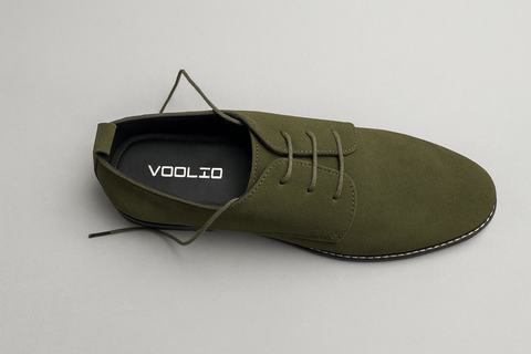 Voolio Premium Olive Green Suede Derby Shoes – Modern Classic