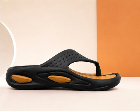 Voolio Men’s Black & Tan Comfort Flip Flops