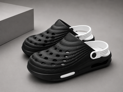 VOOLIO AirStride DualTone EVA Clogs – Black & White