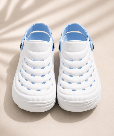VOOLIO AeroCloud Ultra Comfort EVA Clogs – White Sky Blue