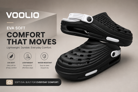 VOOLIO AirStride DualTone EVA Clogs – Black & White