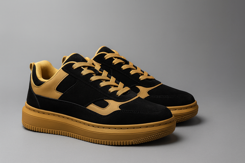 Voolio Royale Noir – Black & Gold Luxe Sneaker