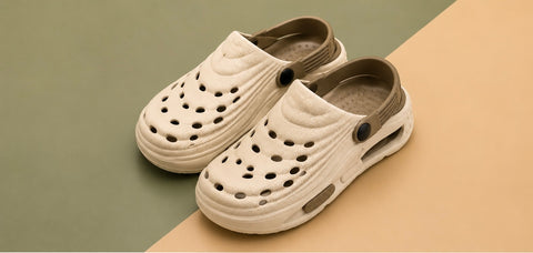 Voolio Men’s Cream Comfort Clogs with Strap