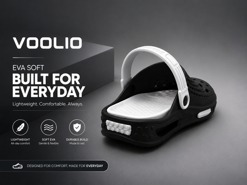 VOOLIO AirStride DualTone EVA Clogs – Black & White