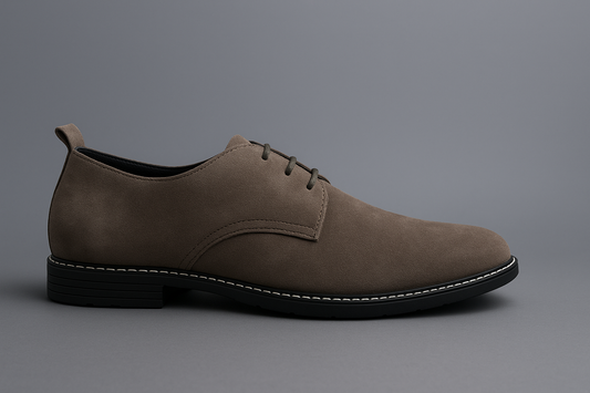 Voolio Classic Taupe Suede Derbies – Effortless Elegance in Every Step