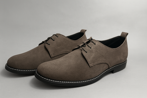 Voolio Classic Taupe Suede Derbies – Effortless Elegance in Every Step