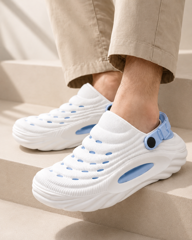 VOOLIO AeroCloud Ultra Comfort EVA Clogs – White Sky Blue