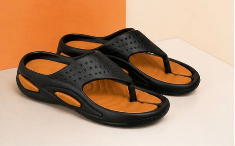 Voolio Men’s Black & Tan Comfort Flip Flops