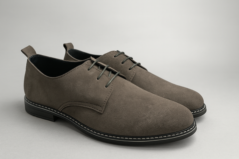 Voolio Classic Taupe Suede Derbies – Effortless Elegance in Every Step