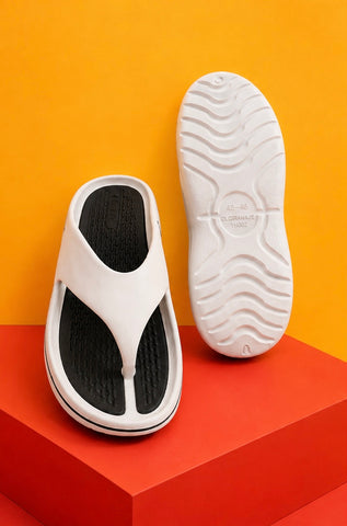 Voolio CloudFlex white Comfort Slides | Lightweight Cushioned Everyday Slippers