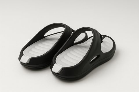 Voolio CloudFlex Comfort Slides | Lightweight Cushioned Everyday Slippers Black&white