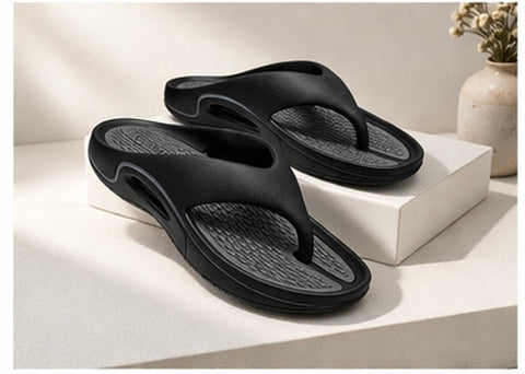 Voolio CloudFlex Comfort Slides | Lightweight Cushioned Everyday Slippers Black&Grey