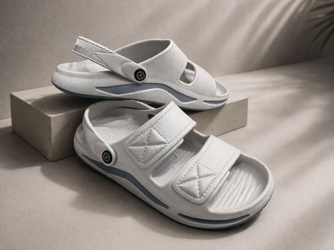 VOOLIO Urban Glide Slides – Ice Grey Edition | Ultra Comfort Premium Sandals with Back Strap | Lightweight Luxury Wear unisex