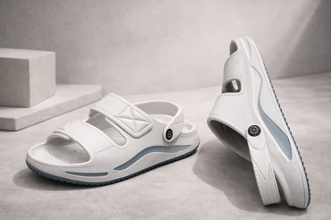 VOOLIO Urban Glide Slides – Ice Grey Edition | Ultra Comfort Premium Sandals with Back Strap | Lightweight Luxury Wear unisex