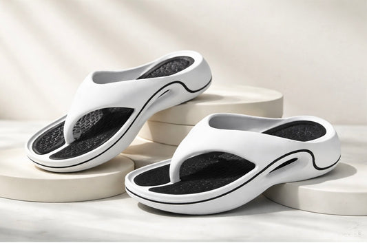 Voolio CloudFlex white Comfort Slides | Lightweight Cushioned Everyday Slippers