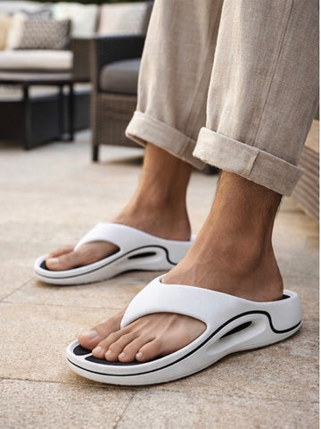 Voolio CloudFlex white Comfort Slides | Lightweight Cushioned Everyday Slippers