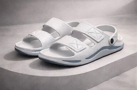 VOOLIO Urban Glide Slides – Ice Grey Edition | Ultra Comfort Premium Sandals with Back Strap | Lightweight Luxury Wear unisex