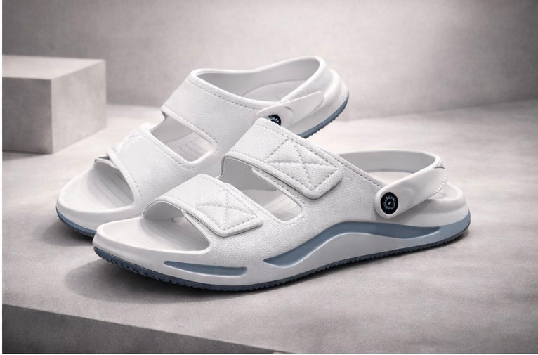 VOOLIO Urban Glide Slides – Ice Grey Edition | Ultra Comfort Premium Sandals with Back Strap | Lightweight Luxury Wear unisex