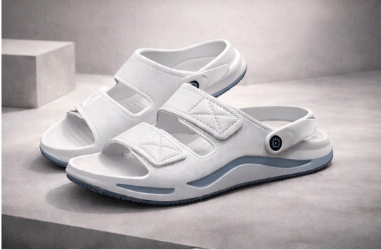 VOOLIO Urban Glide Slides – Ice Grey Edition | Ultra Comfort Premium Sandals with Back Strap | Lightweight Luxury Wear unisex