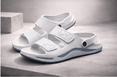 VOOLIO Urban Glide Slides – Ice Grey Edition | Ultra Comfort Premium Sandals with Back Strap | Lightweight Luxury Wear unisex