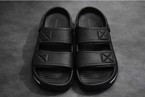 VOOLIO Urban Glide Slides – Black Edition | Premium Comfort Sandals with Back Strap | Lightweight Sport Luxe Slides
