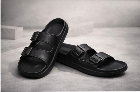 VOOLIO Signature Dual Buckle Slides – Ultra Comfort Luxury Sandals for Men & Women