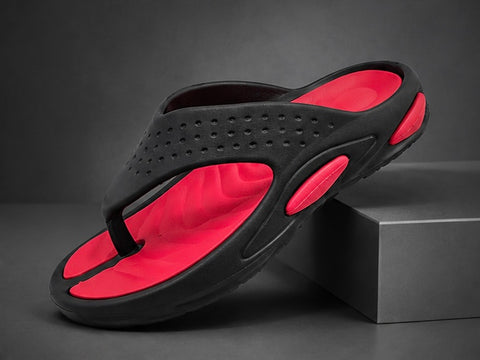 Voolio Men’s Black & Red Comfort Flip Flops
