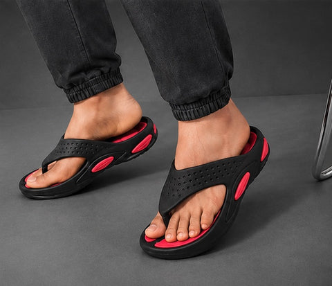 Voolio Men’s Black & Red Comfort Flip Flops